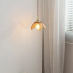 Amber Glass LED Pendant Light Fixture Nordic Modern Copper Hanging Lamp