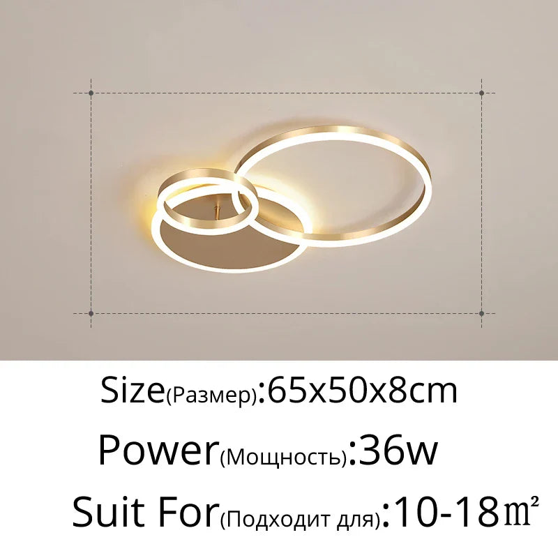 White Gold LED Chandelier for Living Room Study Parlor, Modern Indoor Lighting