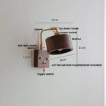 Walnut Wood LED Wall Sconce, Copper Toggle Switch, Vintage Loft Style
