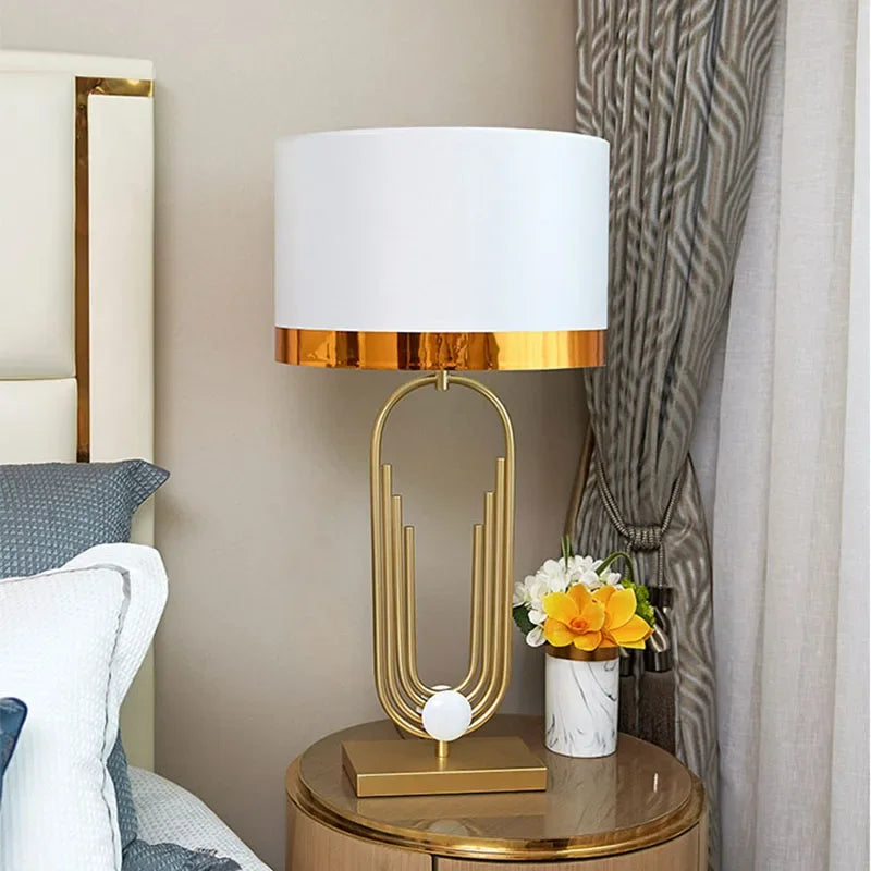 Brass Table Lamp: Modem Luxury Antique Gold Lighting for Home Decor & Office Room