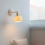 Afralia™ Copper Ceramic LED Wall Light with Pull Chain Switch for Living Room Decor.