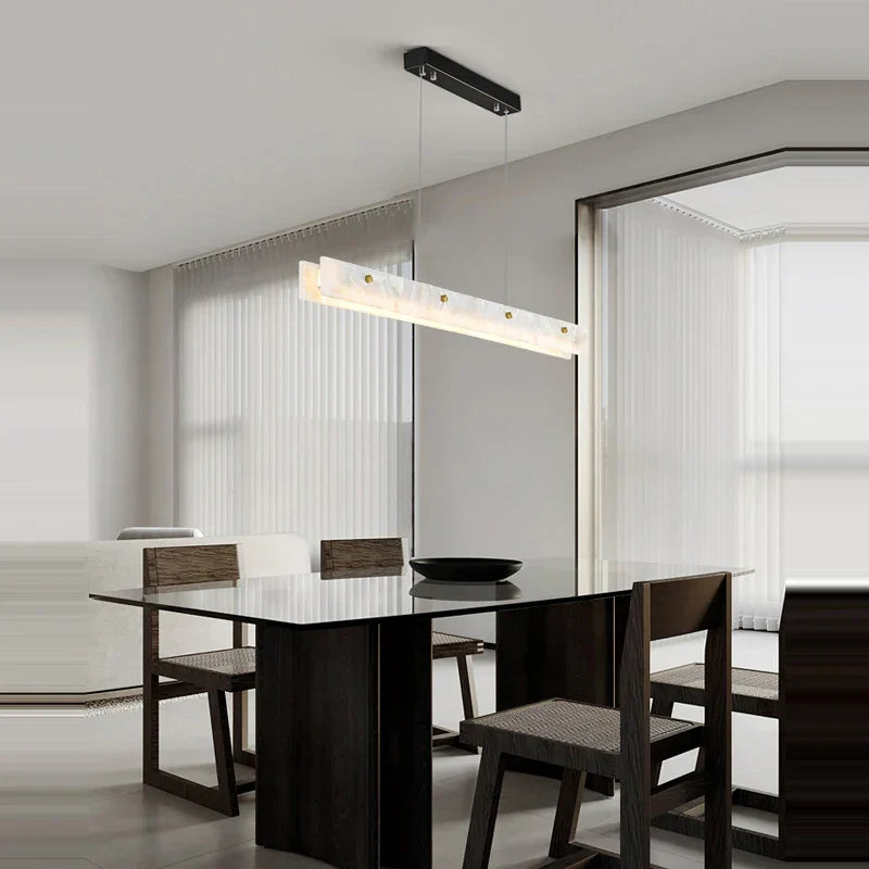 Art Deco Marble Steel Chandelier: Modern LED Black Gold Lighting for Dinning Room