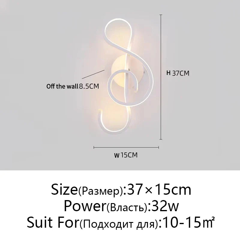 LED Wall Lamps Modern Minimalist Bedroom Living Room Lighting Black White