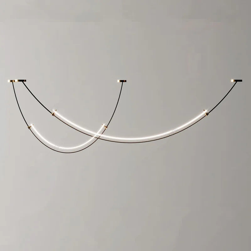 Long Curve Ceiling Chandelier for Modern Living Room and Villa Decor
