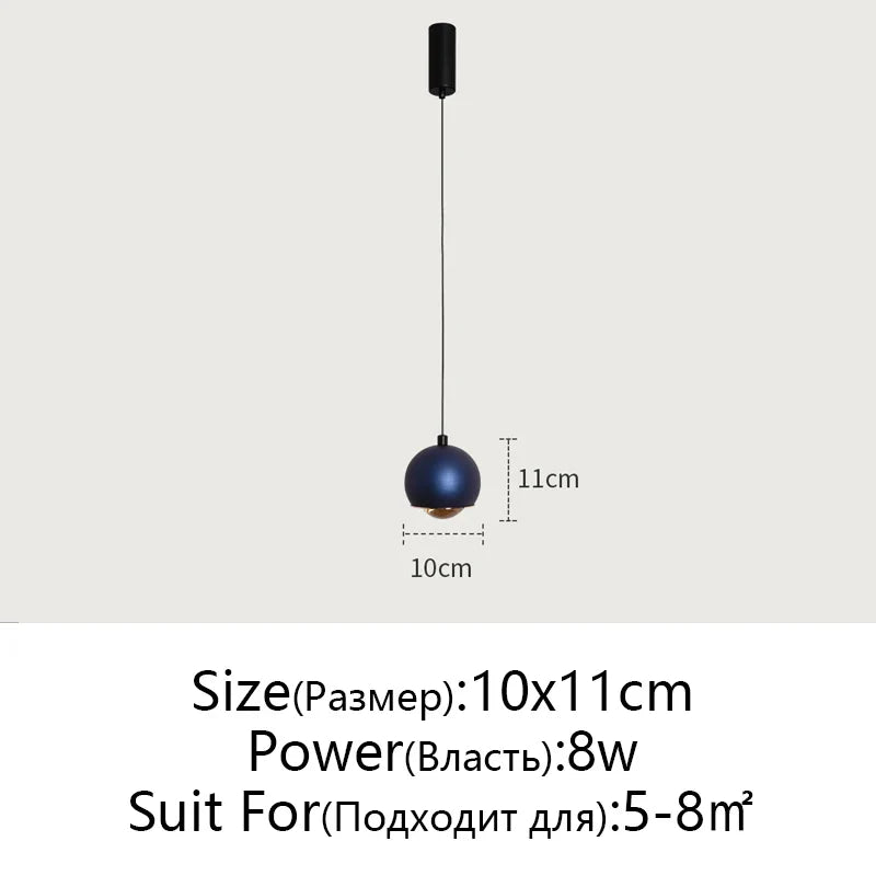 Gold Metal Luster Pendant for Bedside & Kitchen Island - Minimalist LED Hanging Light