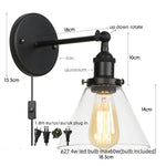 Vintage Industrial LED Wall Sconce Clear Glass Bathroom Lamp