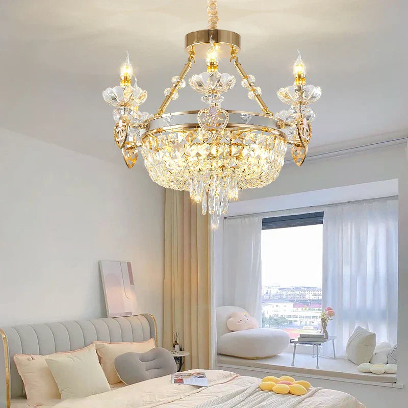 European Luxury Crystal Chandelier for Living Room, Duplex Building Lamps