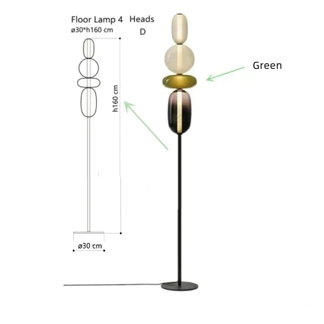 Glass Floor Lamp LED Table Light - Italian Design High Quality