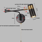 Acrylic Iron LED Wall Lamp | Modern Rotate Black Stair Light | Dining Room Study Fixtures