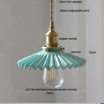 Afralia™ Nordic LED Pendant Light Walnut Wood Green Ceramic Hanging Lamp