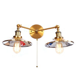 Vintage Gold Industrial Wall Lights with Pull Chain Switch and 2 Heads