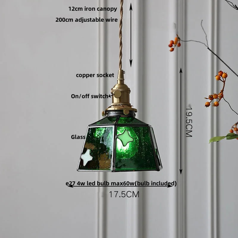 Walnut Wood Glass Pendant Lights LED Vintage Loft Kitchen Living Room Lighting