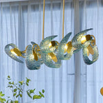 Luxury Glass Decorated Yellow Copper Blue Chandelier