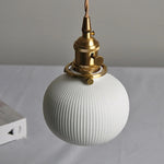 White Ceramic LED Pendant Light Fixture, Modern Nordic Hanging Lamp