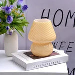 Striped Mushroom Glass LED Desk Lamp in Korean Ins Style