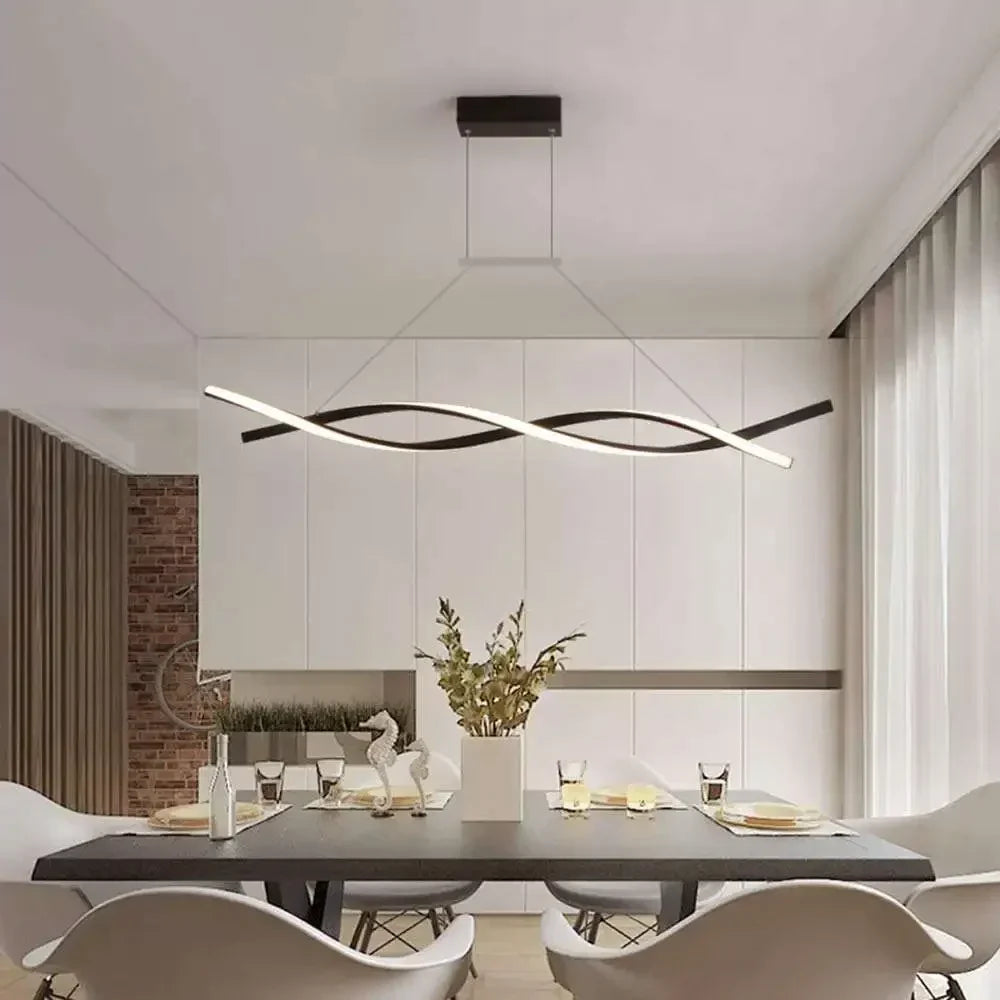 Wave LED Chandelier Iron Art Pendant Light for Living Room