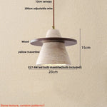 Afralia™ LED Wood Pendant Light Adjustable Yellow Stone Bedroom Coffee Hanging Lamp