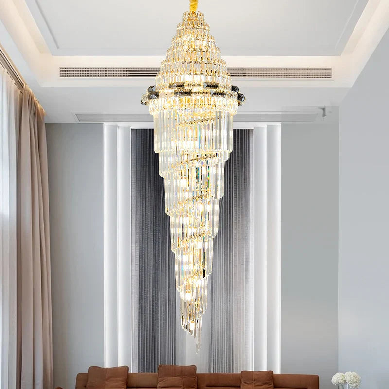 Modern Crystal Duplex Villa Chandelier for Luxury Living Room