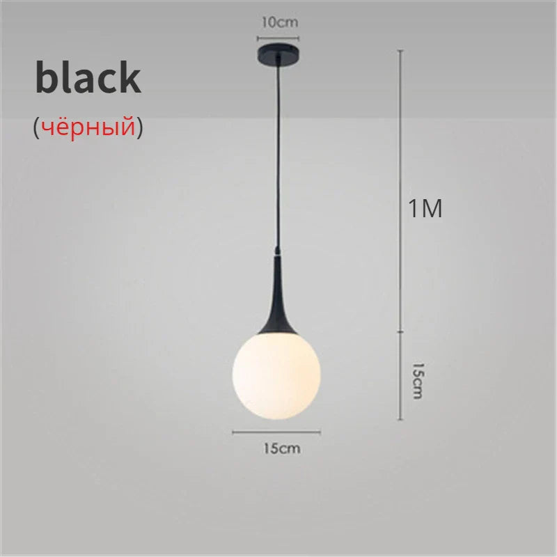 Nordic Glass Ball Pendant Lights LED Chandelier for Living Room & Restaurant