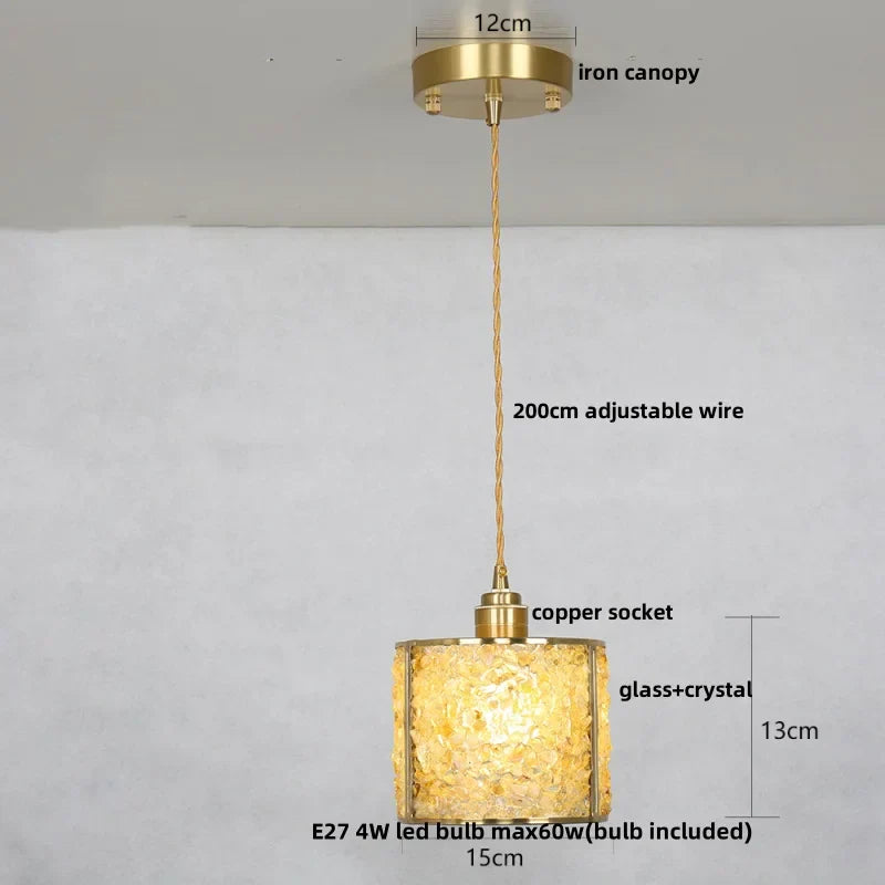 Afralia™ Crystal Glass LED Pendant: Tiffany Style Hanging Light for Living Room