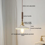Ceramic Walnut Copper LED Pendant Light Chandelier for Bedroom Living Room