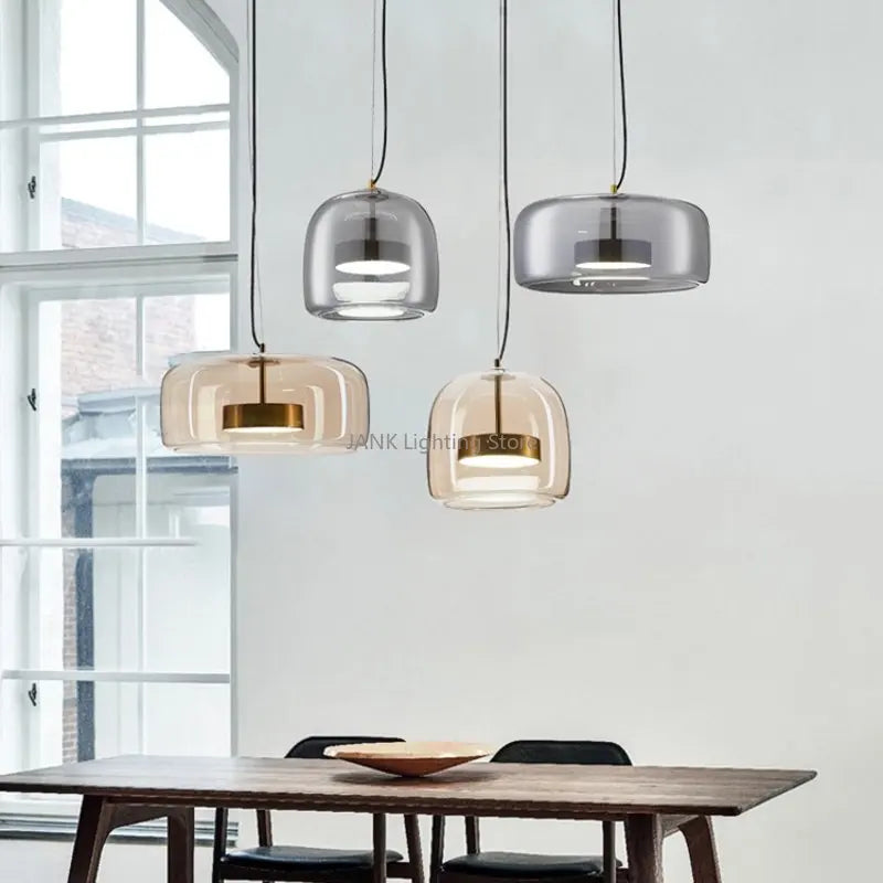Amber Glass Chandelier Pendant Light for Living Room, Bedroom, Kitchen, and Bar