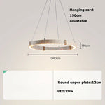 LED Natural Stone Round Linear Chandelier - Dimmable, Ceiling Hanging Lamps