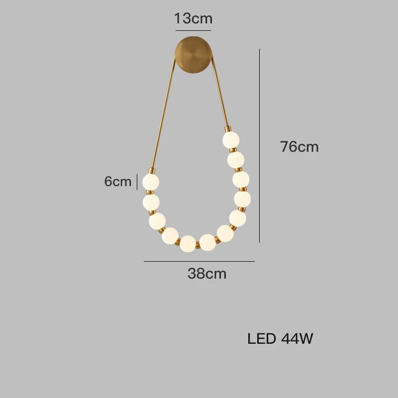 Black Gold LED Her Necklace Wall Lamp Sconce for Bedroom & Corridor
