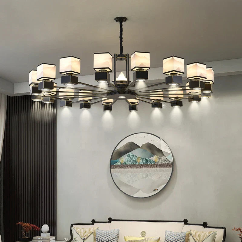 Chinese Zen Marble Chandelier for Living Room, Restaurant, and Bedroom