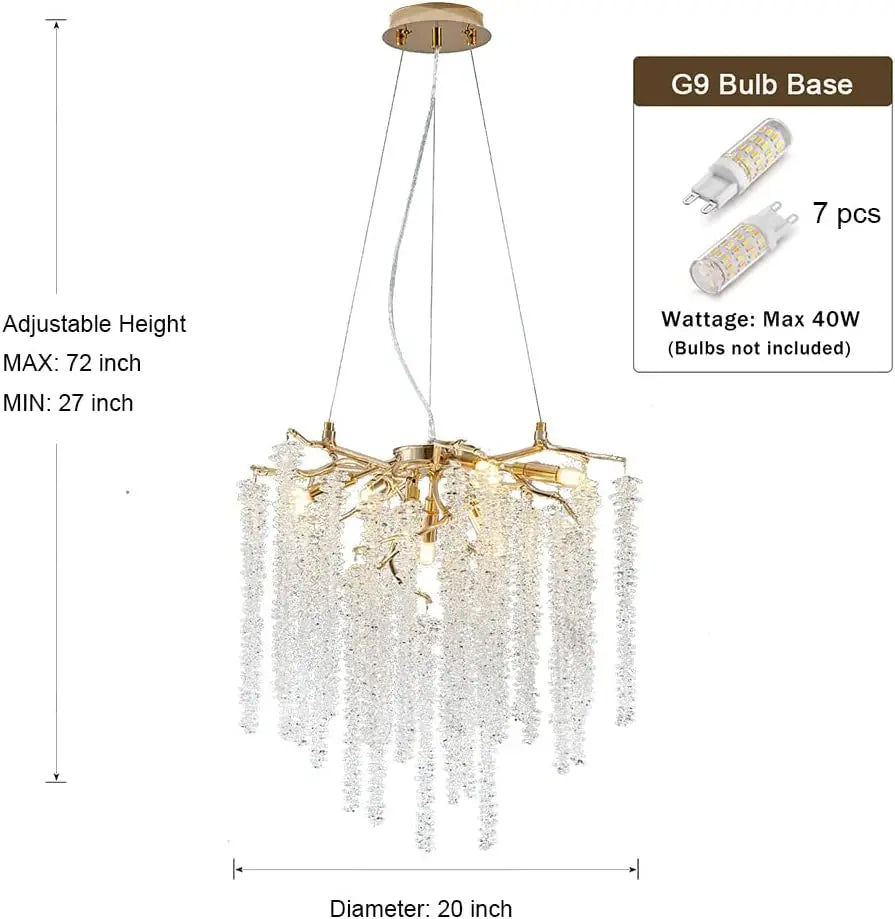 Crystal Tassel Chandelier: Elegant Dining Room Pendant Light Fixtures