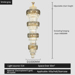 Elegant Crystal Hollow Long Chandelier for Duplex Living Room and Stairwell
