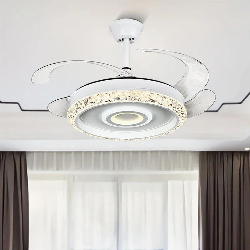 42" Leaf Fan Chandelier Invisible Fan Lighting for Bedroom and Dining Room
