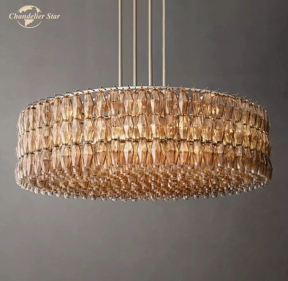 LED Smoke Glass Chandelier Pendant Light for Living Room Decor