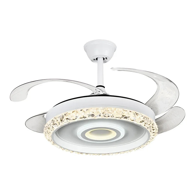 42" Leaf Fan Chandelier Invisible Fan Lighting for Bedroom and Dining Room