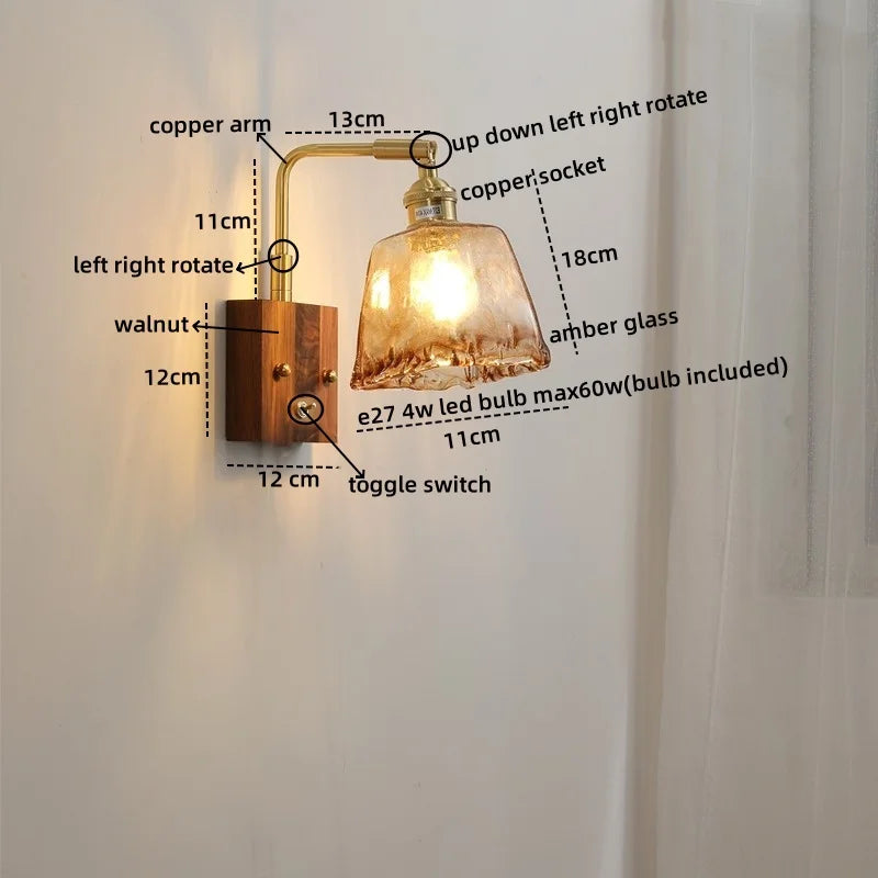 Nordic LED Glass Wall Lamps for Bathroom Living Room Bedroom Stair Light Fixtures