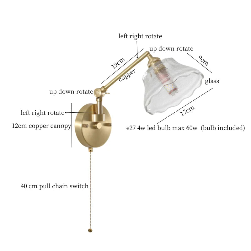 Afralia™ Clear Glass LED Wall Sconce Switch Light - Nordic Minimalism Design