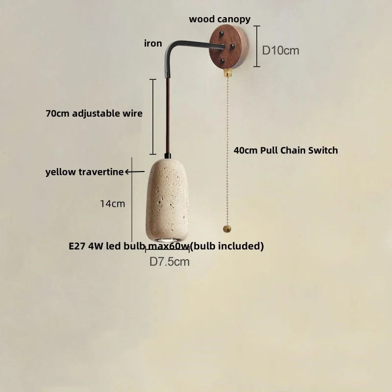 LED Travertine Stone Wall Lamp - Modern Nordic Stair Light