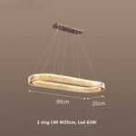 Crystal Chandelier Pendant Lights Dimmable LED Oval Lustre Hang Lamp