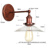 Vintage Industrial LED Wall Lamp with Clear Glass Shade