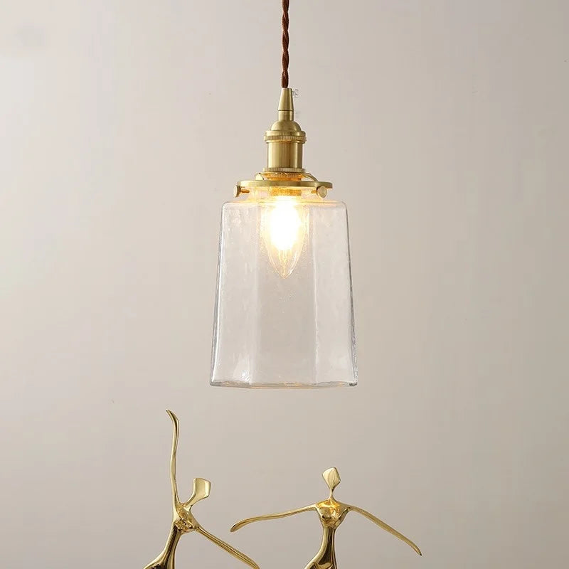 Copper Glass LED Pendant Lights Modern Hanging Lamp for Bar Bedroom Living Room