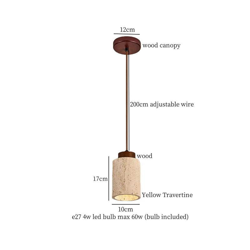 Yellow Travertine Pendant Light: Nordic Minimalism LED Hanging Lamps for Home Decoration