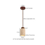 Yellow Travertine Spherical Stone LED Pendant Light for Bedroom Dining Living Room