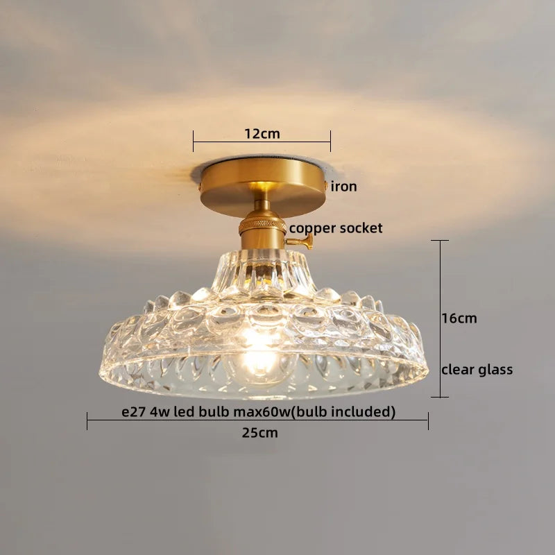Glass Copper LED Ceiling Light - Simple Art Decorative Chandelier