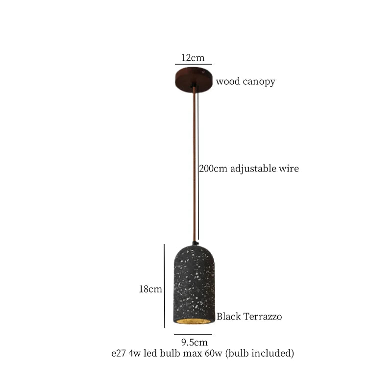 Wabi Sabi LED Pendant Lights Fixture Terrazzo Hanging Lamp Lighting