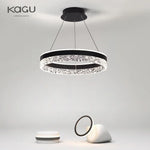 Crystal Rings LED Chandelier Black&White Frame