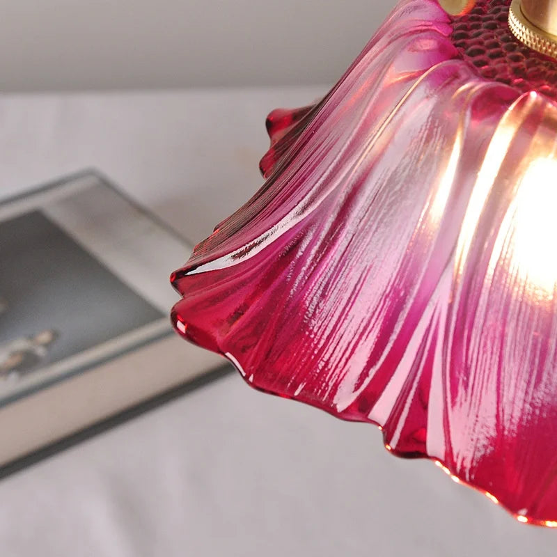Purple Flower Glass LED Pendant Lamp - Modern Hanging Light