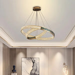 Crystal Ring Ceiling Chandelier | Stainless Steel | Luxury Home Decor
