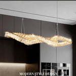 Luxury K9 Crystal Pendant Lights Gold Metal Hanging Lamp LED Suspension