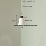 Wood LED Pendant Lamp White Ceramic Ball Hanging Lights