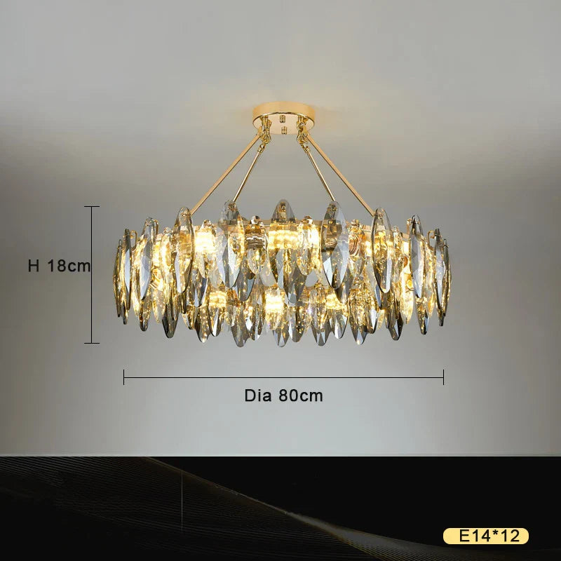 Oval Crystal Chandelier LED Pendant Lamp for Dining Room & Living Room